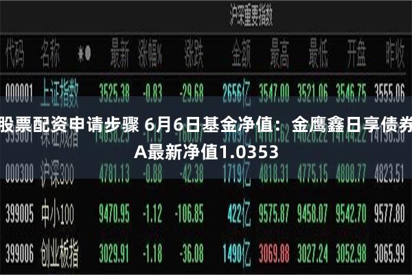 股票配资申请步骤 6月6日基金净值：金鹰鑫日享债券A最新净值1.0353