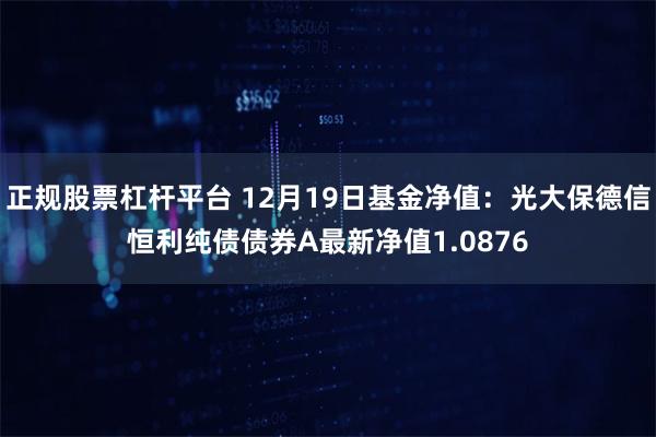 正规股票杠杆平台 12月19日基金净值：光大保德信恒利纯债债